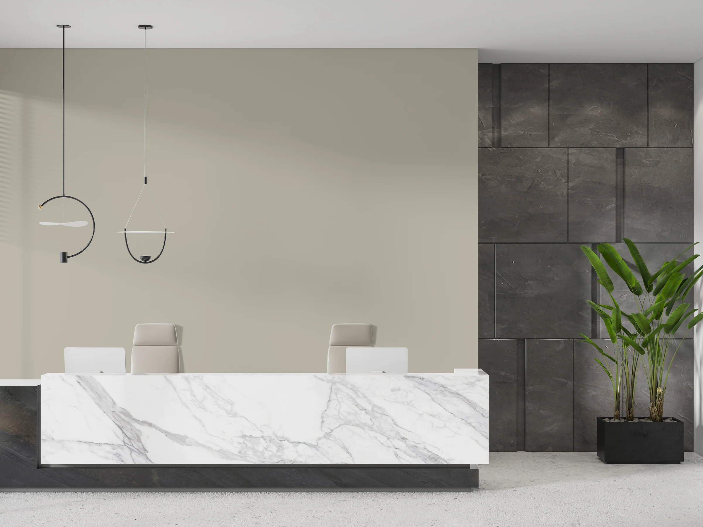 Reception marmo con parete tinteggiata WORK SPACE Grigio