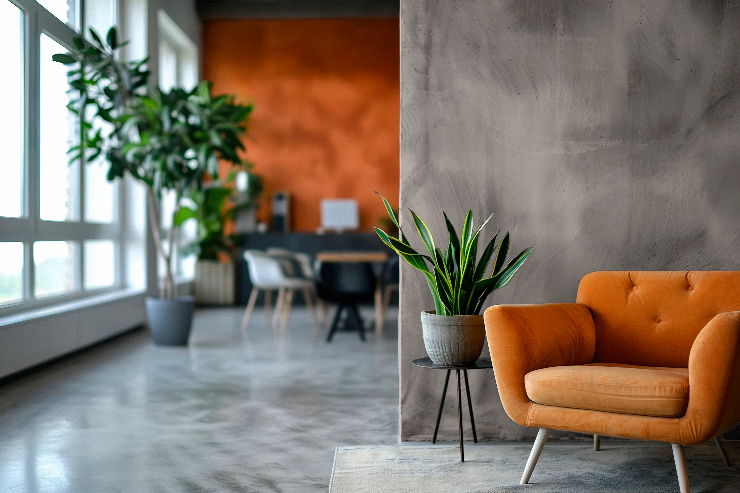 Lounge con parete tinteggiata WORK SPACE Vintage